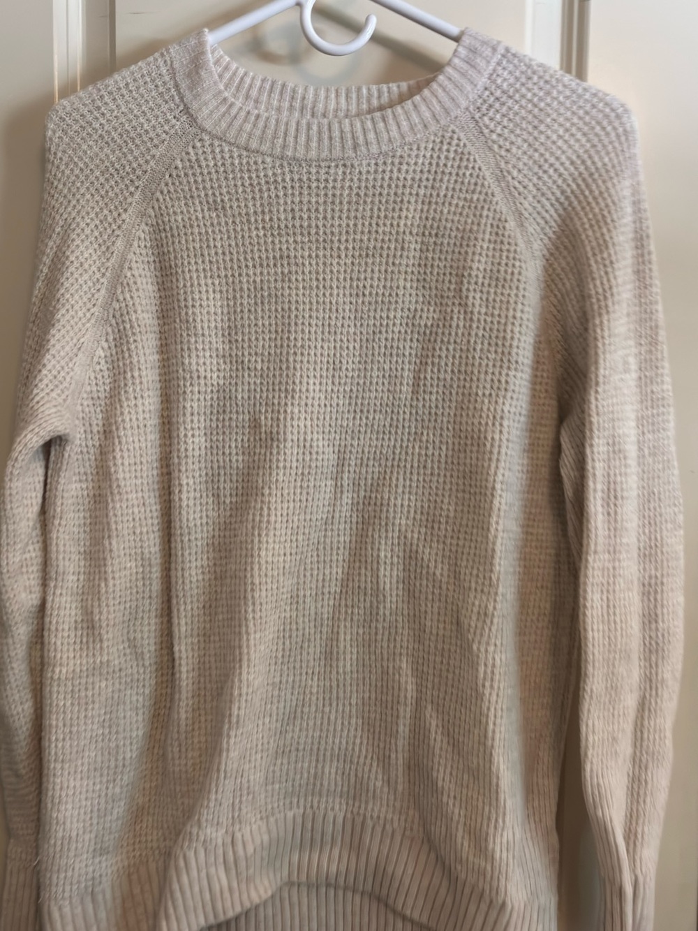 Old Navy Cream Waffle-Knit Crewneck Sweater
